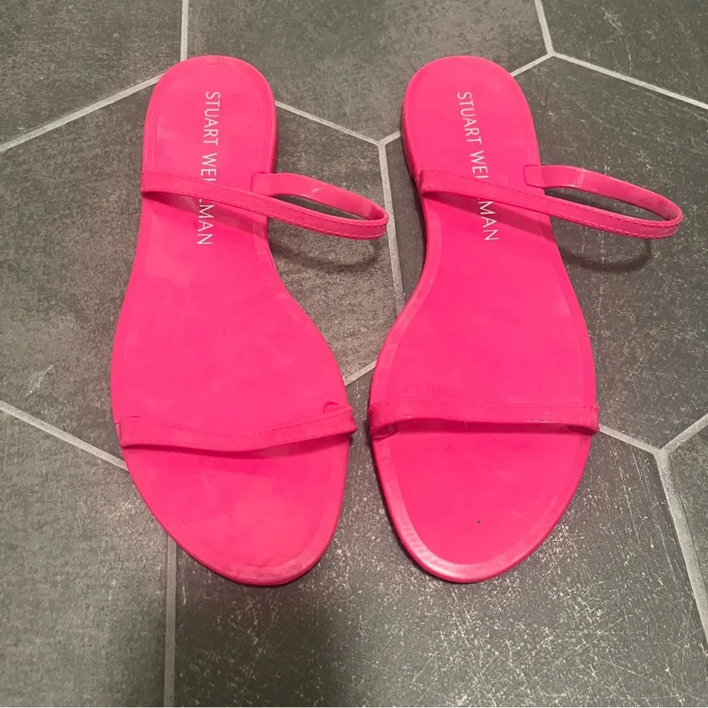 Stuart Weitzman Size 9 Sawyer Slide Sandal S0820 Jelly Hot Pink